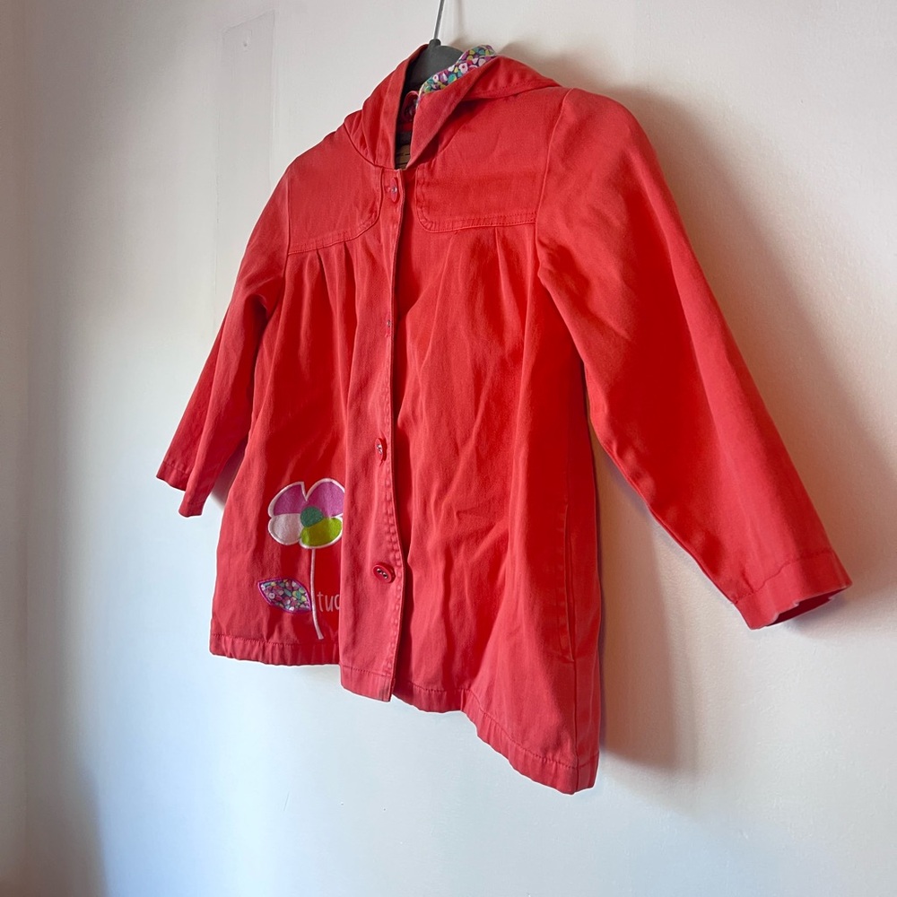 Girls' Tuc Tuc Cotton Hooded Orange Flower Coat with Fun liner Cotton Coat 3T